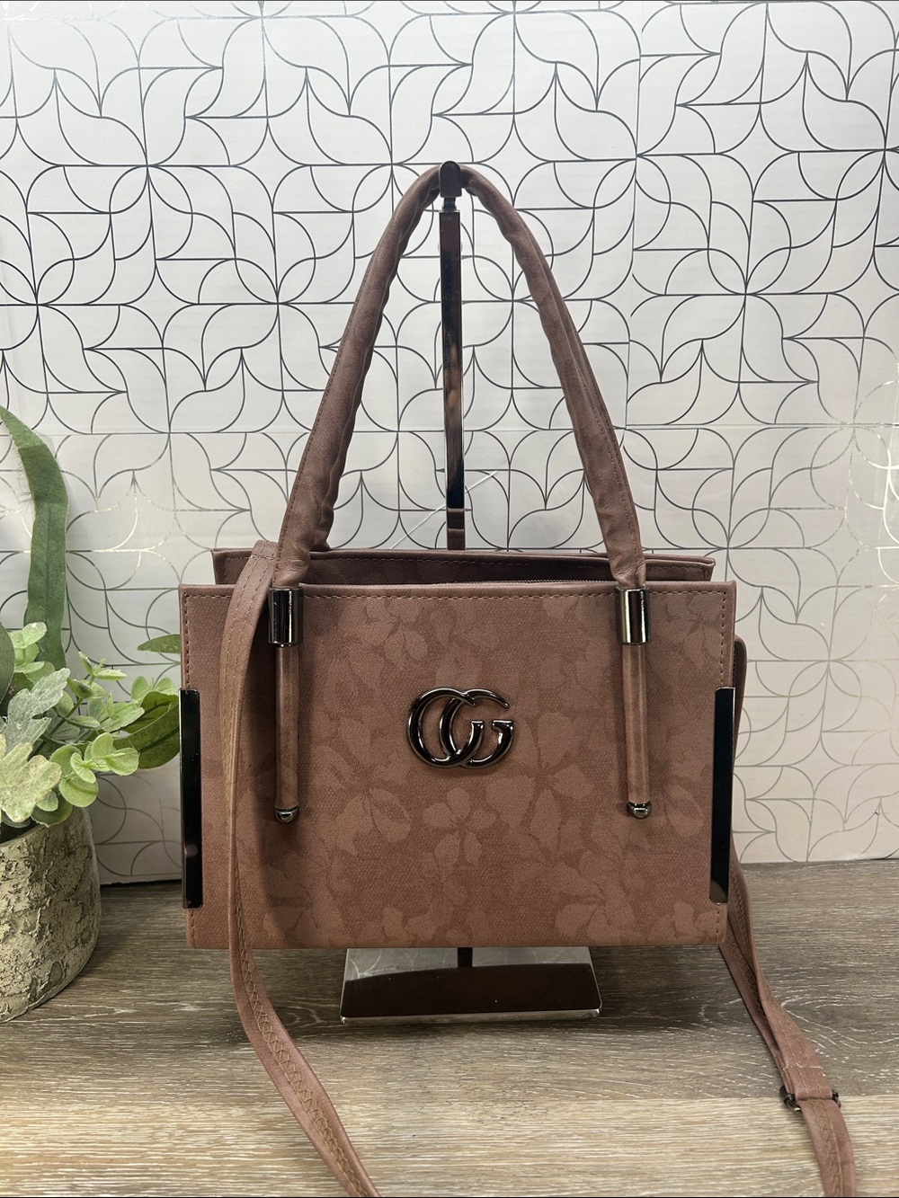 1452 Fashion bag mauve Floral Tote Bag with Double G Accent 591452
